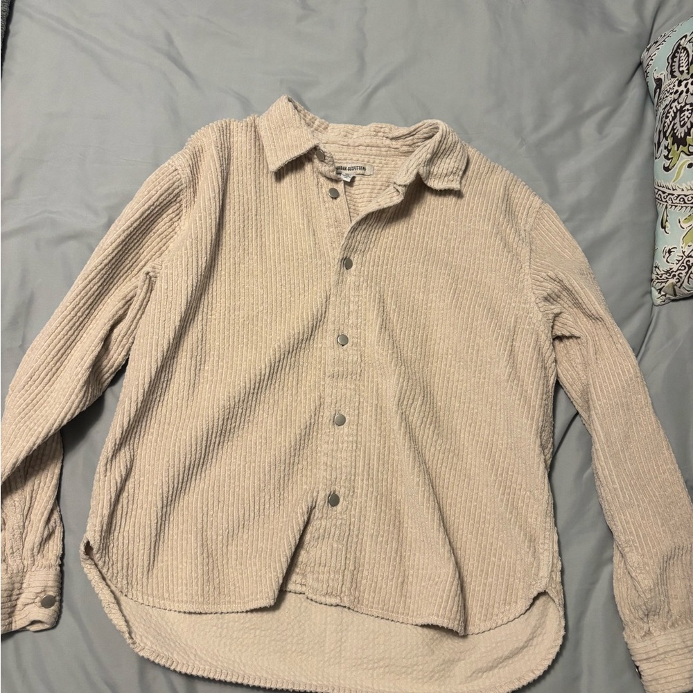 Urban Outfitters Light Beige Corduroy Button Shirt
